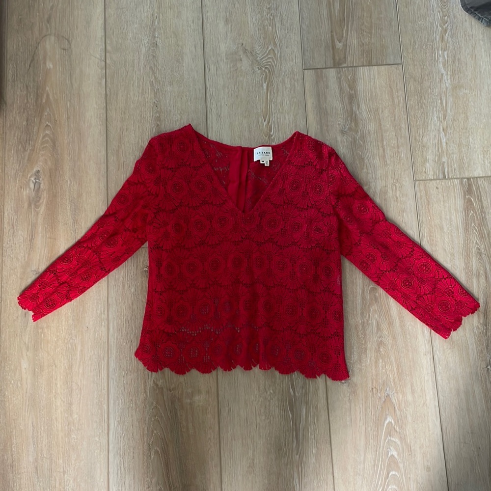 Sezane red knit top